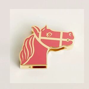 Luxury Designer Pink Horse Head Twilly Scarf Ring